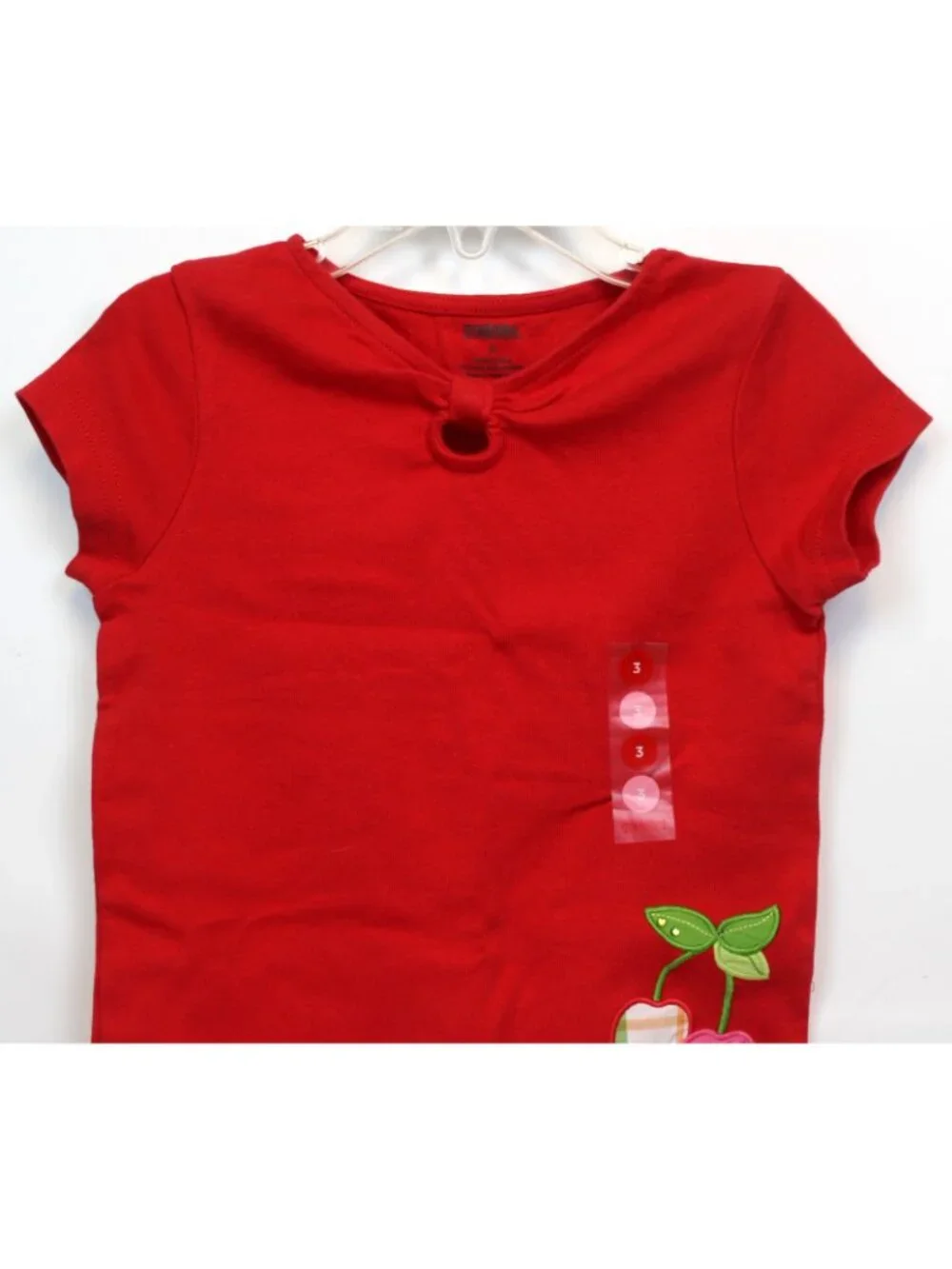 2008 Gymboree Cherry Baby Tee T-Shirt sz 3T Red Fruit cap Sleeves Keyhole Neck
